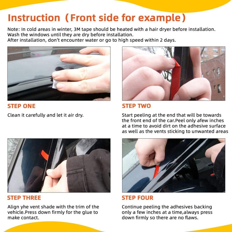 PLDDE Rain Guards Compatible with 2000-2006 Tahoe GMC Yukon 2002-2006 Escalade Base Smoke Side Window Visor Wind Deflector Vent Visors Car Accessories Tape-On 4pcs - Image 5